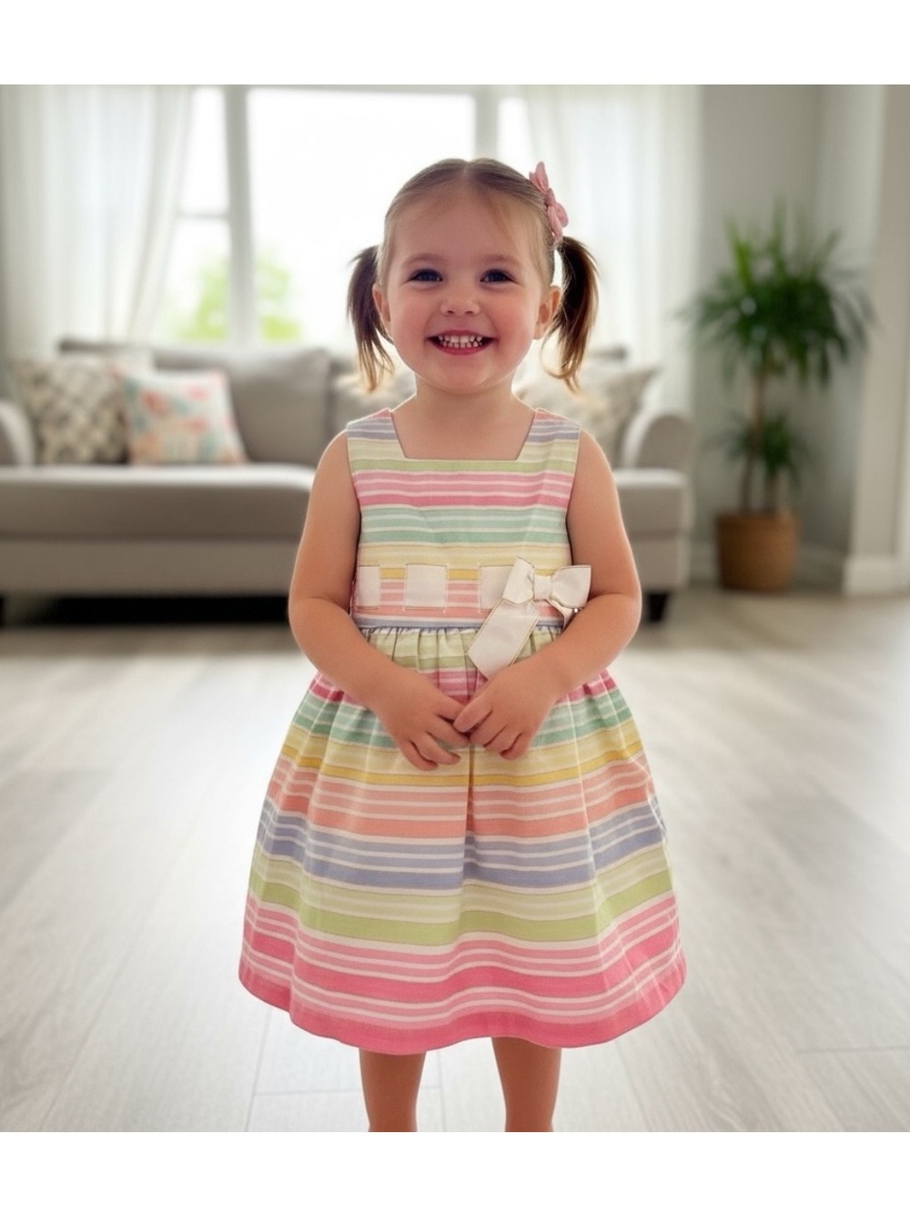 NWT Bonnie Jean Pastel Stripe Party Dress – Girls Size 4/4T